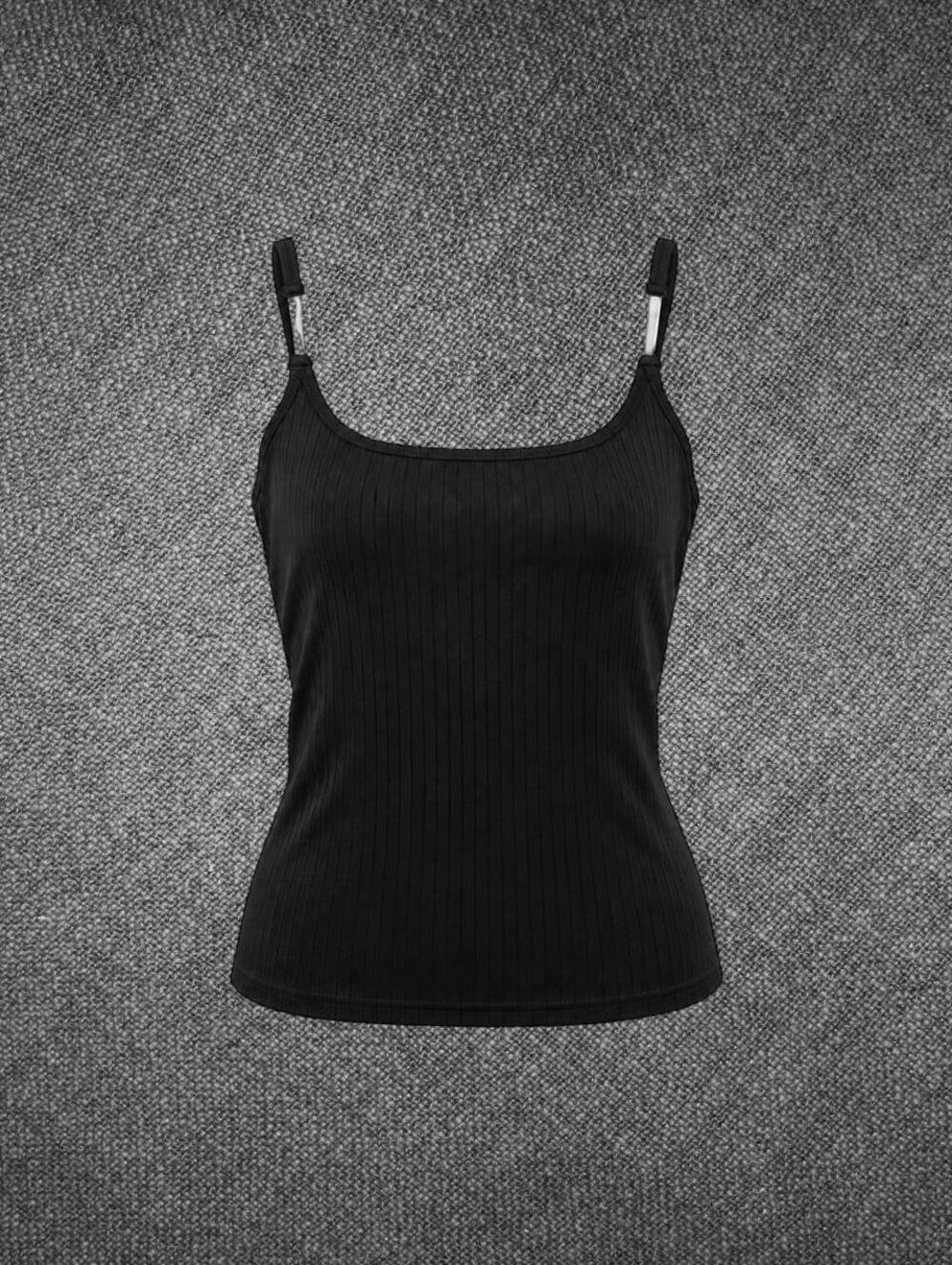 Black Ribbed Sheer Tank Top Size Large Fits Medium/Small - Picture 1 of 8